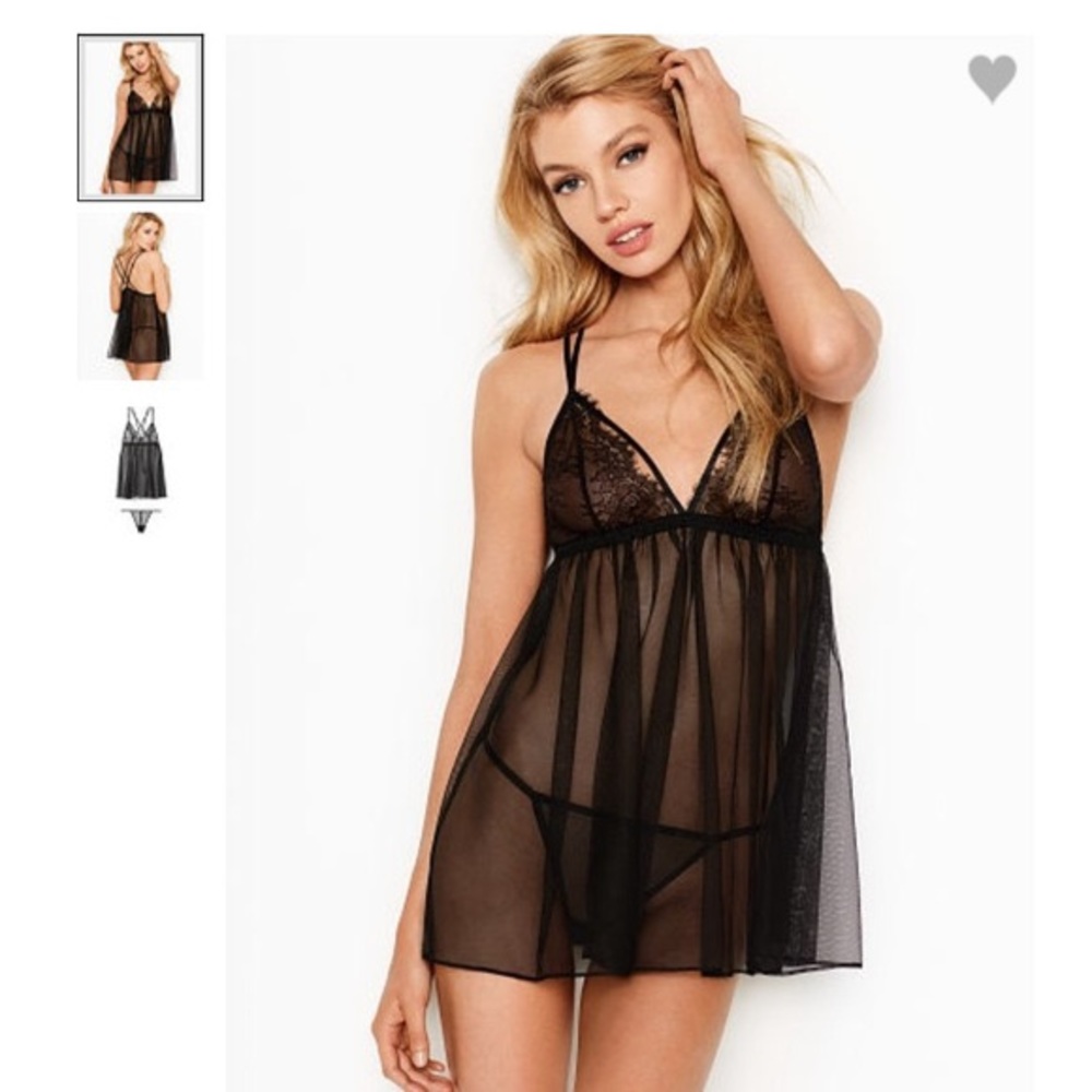 Very Sexy Chantilly Lace & Mesh Babydoll Lingerie